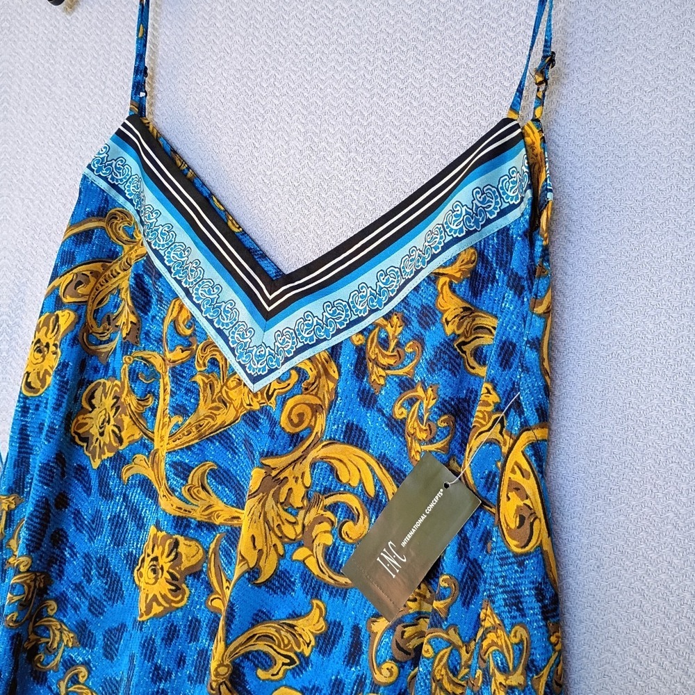 Beach Lunch Lounge Sleeveless Dress Viscose Asymmetrical Print size Small NWT